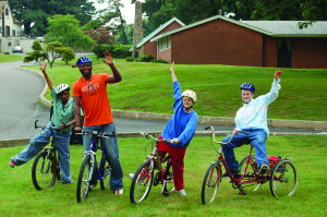 Maplewood Clients and Staff bike riding